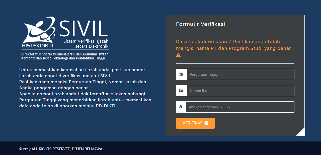 Solusi Apabila Nomor Ijazah Anda Tidak Terdaftar di Sivil Kemenristekdikti