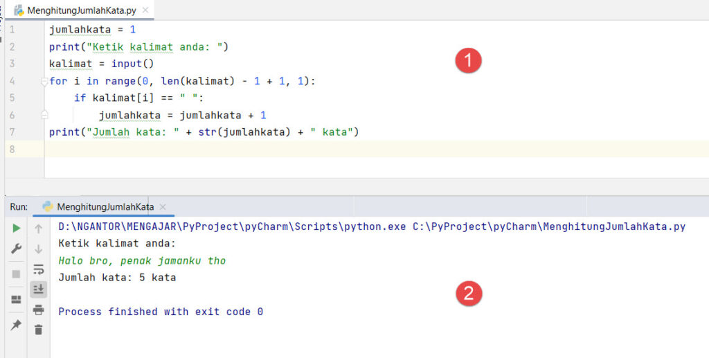 Menghitung Jumlah Kata Dalam Kalimat Dengan Python