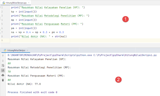 Program Untuk Menghitung Nilai Sidang Skripsi dalam Bahasa Python