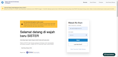 Tampilan Login SISTER Kemdikbud