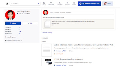 Tampilan Profil Academia.Edu
